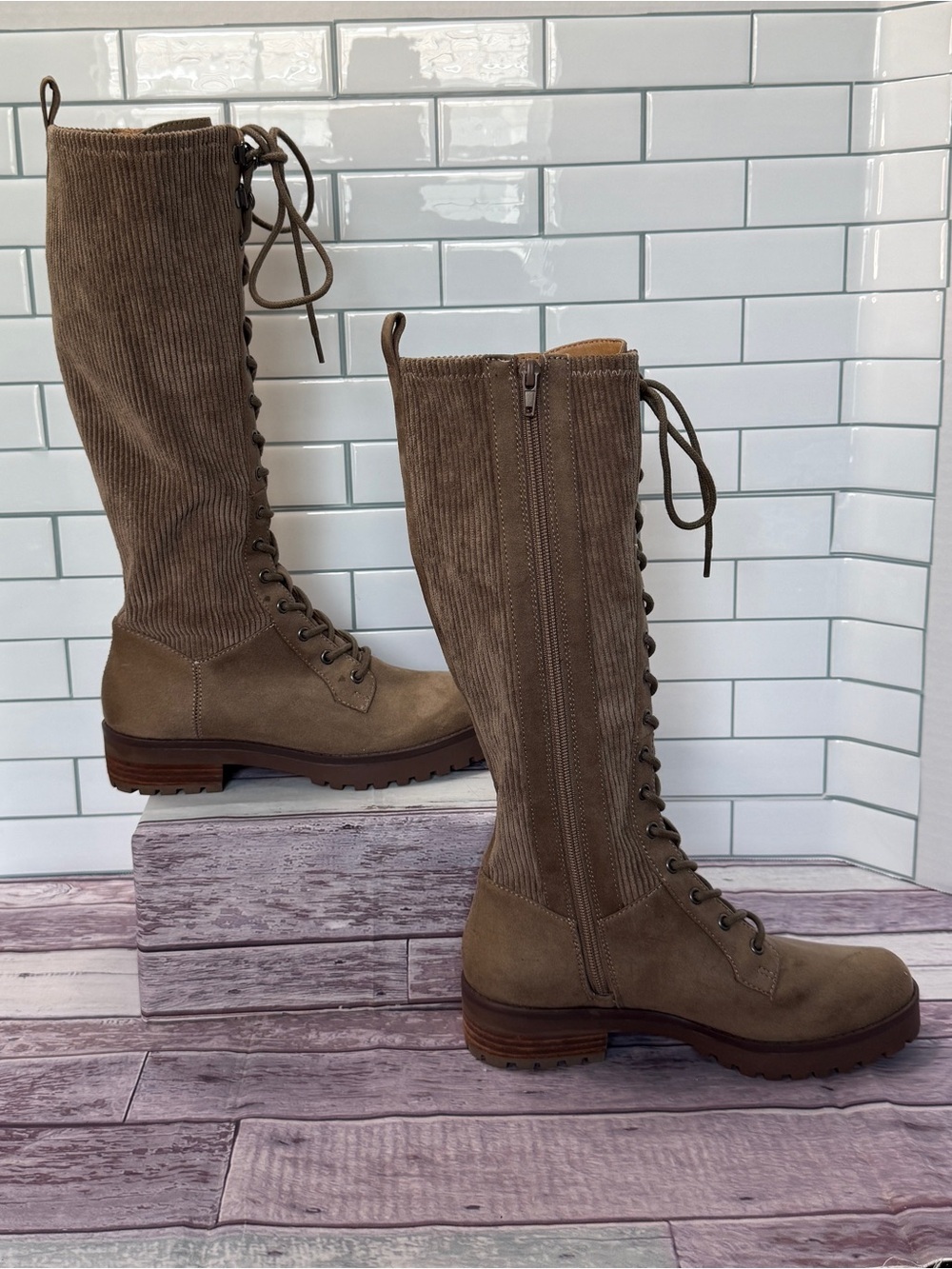 Crown Vintage Anaben knee high combat boots size 6M. MSRP $140 - Picture 3 of 10